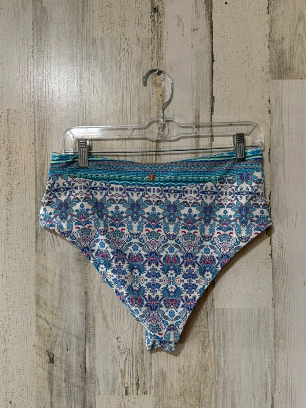 Nanette Lepore Belted Blue Pink Floral High-Waist Bikini Bottom